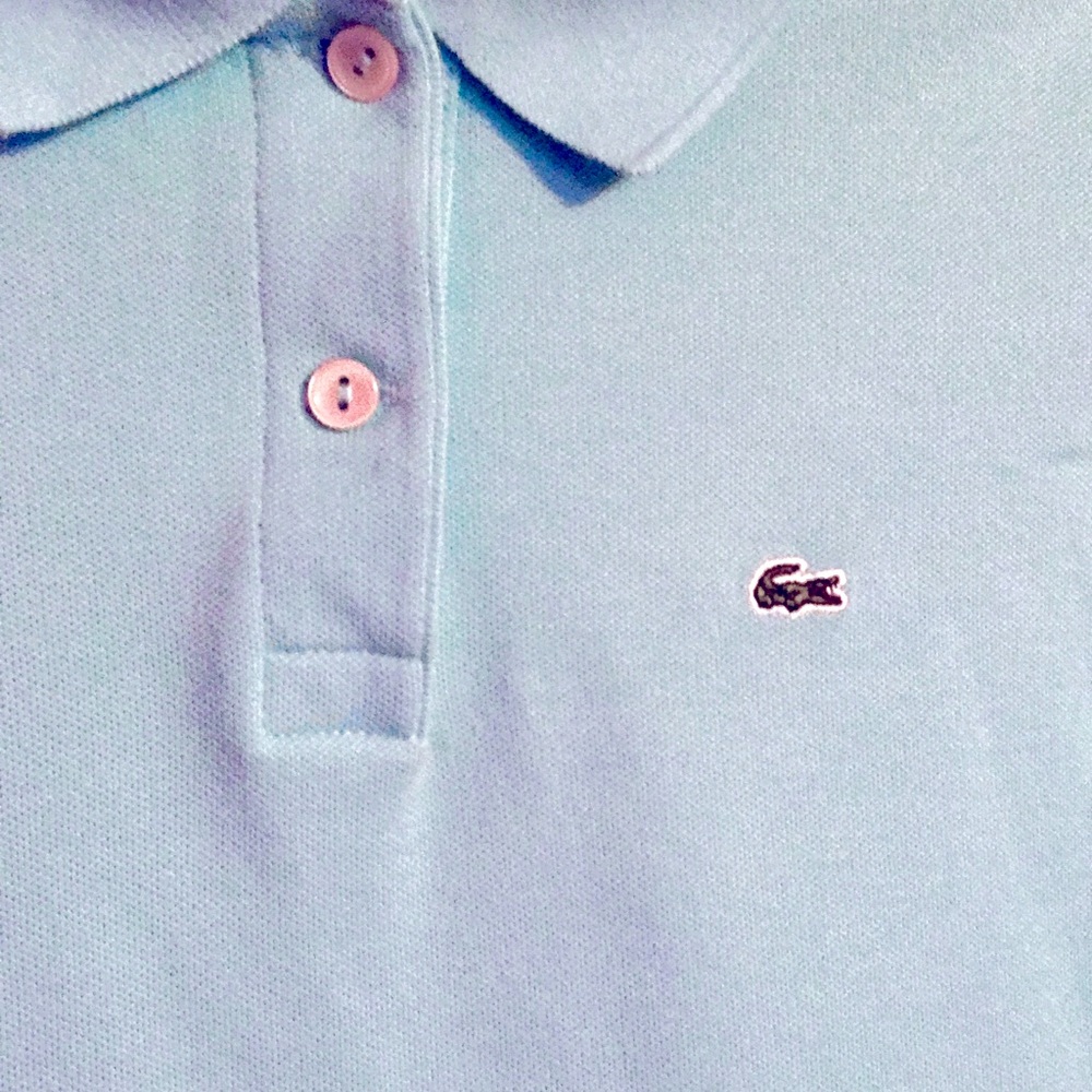 Lacoste women’s baby blue Polo pique shirt 44 MUST SEE!!